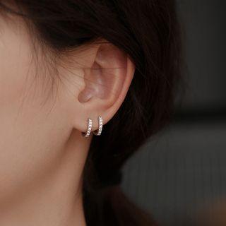 Cz Mini Hoop Earring / Bead Stud Earring / Set