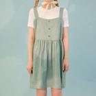 Button-front A-line Mini Jumper Dress