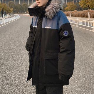 Lettering Two Tone Padded Jacket