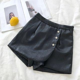 Asymmetric High-waist Wide-leg Shorts