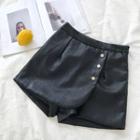 Asymmetric High-waist Wide-leg Shorts