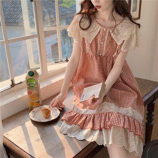 Plaid Loungewear Dress Plaid - Red - One Size