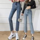 High Waist Cropped Slim-fit Jeans