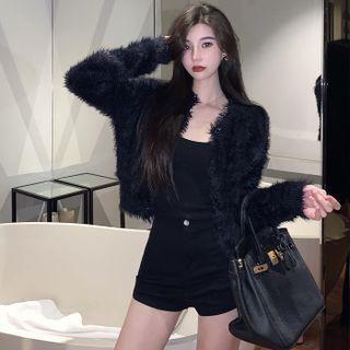 Fluffy Jacket / Knit Top