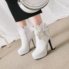 Bow-accent High-heel Ankle Boots