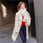 Snap-button Long Quilted Jacket