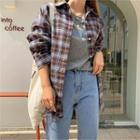 Loose-fit Checked Shirt Brown - One Size