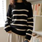 Contrast-edge Stripe Sweater