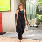 Set: Halter Top + Band-waist Wide-leg Pants