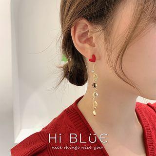 Non-matching Heart & Smiley Face Dangle Earring 1 Pair - As Shown In Figure - One Size