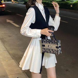 Mini A-line Shirtdress / Cropped Vest