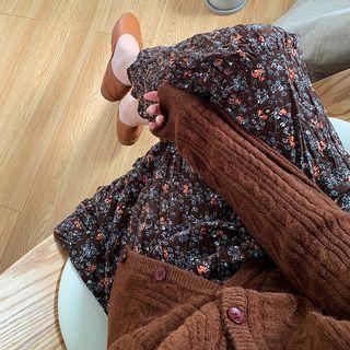Floral Print A-line Midi Crinkle Skirt Floral - One Size