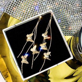 Alloy Butterfly Fringed Earring As Shown In Figure - One Size