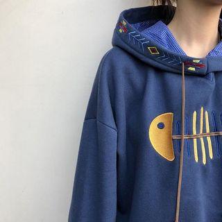 Pattern Loose-fit Hooded Sweatshirt
