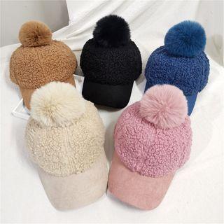 Pompom Fleece Baseball Cap
