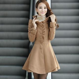 Layered Hem Ruffled A-line Coatdress