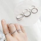 Set Of 5: Ring Set Of 5 - Twisted - Silver - One Size