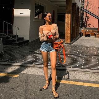Set: Open-front Cardigan + Spaghetti-strap Drape-front Top