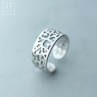 925 Sterling Silver Cutout Open Ring Silver - One Size