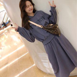 Set: Letter Hoodie + A-line Midi Skirt
