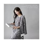 Set: Open-front M Lange Cardigan + Sleeveless Ruffle-hem Dress