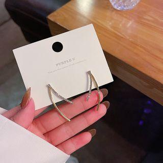 Rhinestone Sterling Silver Ear Stud 1 Pair - E2859 - Gold - One Size