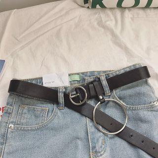 Hoop Dangling Faux Leather Belt As Shown In Figure - One Size