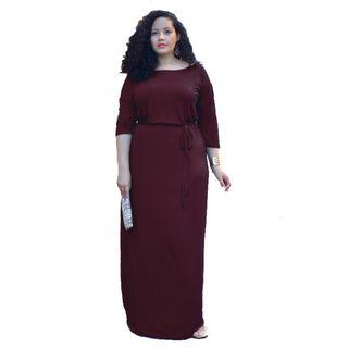 Plain 3/4 Sleeve Maxi Dress