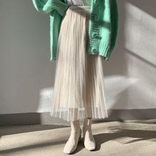 Reversible Tulle Knit Long Skirt