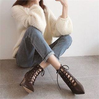Lace-up High-heel Booties