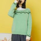 Round-neck Printed Knit Sweater