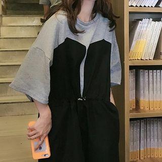 Color Block 3/4-sleeve Playsuit