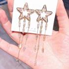 Star & Rhinestone Dangle Earring 1 Pair - As Shown In Figure - One Size