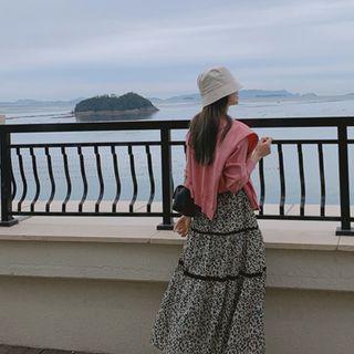 Band-waist Leopard Maxi Tiered Skirt