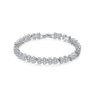 Simple And Fashion Flower Bracelet With Cubic Zirconia 17cm Silver - One Size