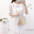 Dotted Short-sleeve Collared Dress As Shown In Figure - One Size