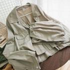 Set: Cargo Shirt Jacket + Shirred Tube Top Khaki - One Size