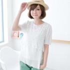 Short-sleeve Lace-overlay Top