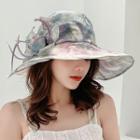 Printed Wide Brim Sun Hat Khaki - M