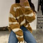 Wavy Color Block Knit Sweater
