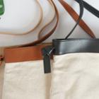 Faux Leather-trim Linen Shoulder Bag