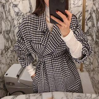 Houndstooth Wrap Coat & Sash