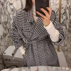 Houndstooth Wrap Coat & Sash