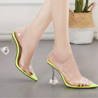 Transparent Pointed High Heel Pumps