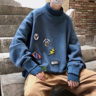 Mock-neck Loose-fit Printed Pullover