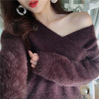 Fleece V-neck Sweater