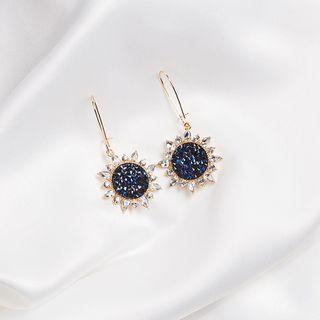 Rhinestone Sunflower Dangle Earring E2554 - 1 Pair - Blue - One Size