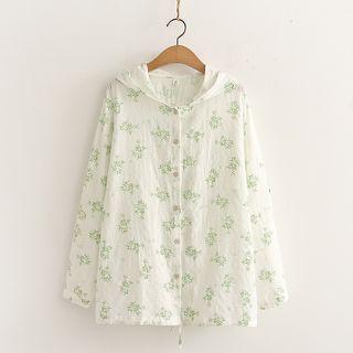 Print Hooded Single-breasted Jacket