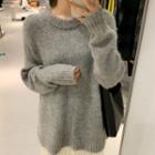 Plain Long-sleeve Sweater / A-line Pleated Skirt