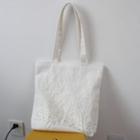 Flower Embroidered Tote Bag White - One Size